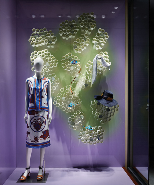torafu architects construct an enlarged microscopic window display for Hermès in japan