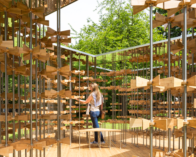 five line projects installs interactive pinwheel pavilion in london's museum gardens