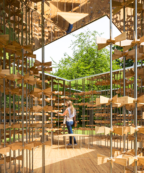 five line projects installs interactive pinwheel pavilion in london's museum gardens
