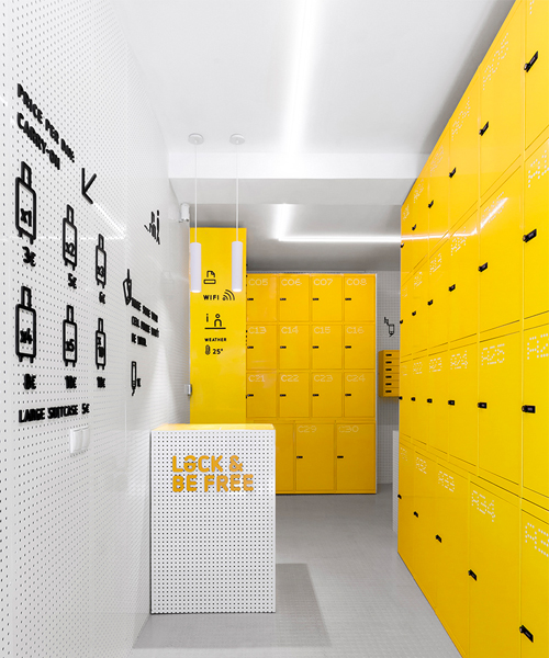 wanna one shapes madrid's urban lockers following the 'leave your luggage, live the city' concept