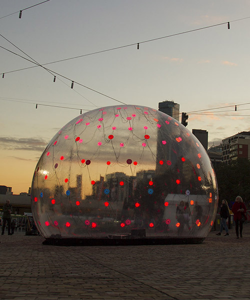 ENESS' sonic light bubble installation in melbourne responds to human interaction