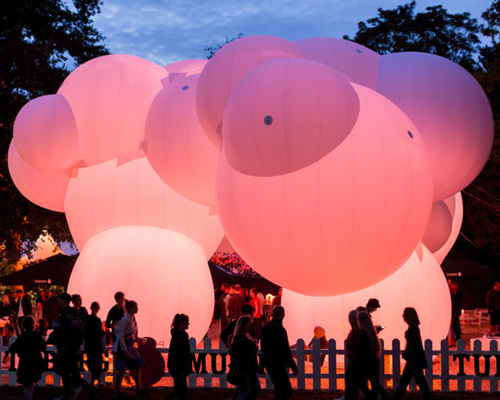 BIG inflates bubble-like pavilion for roskilde festival and CHART art fair