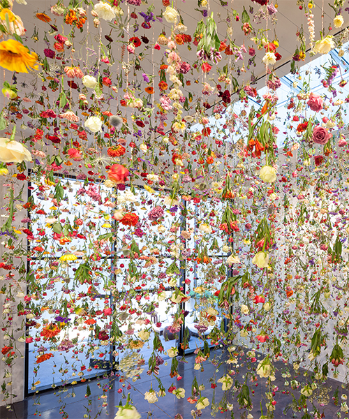 rebecca louise law suspends 8,000 flowers from san francisco gallery to show the beauty of decay