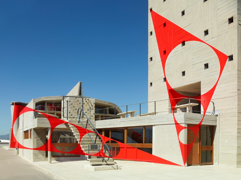 felice varini's à ciel ouvert project highlights the MAMO centre at le corbusier's la cité radieuse