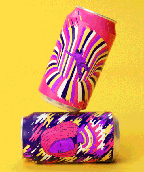 lucas wakamatsu illustrates animated soda cans that pop with personality