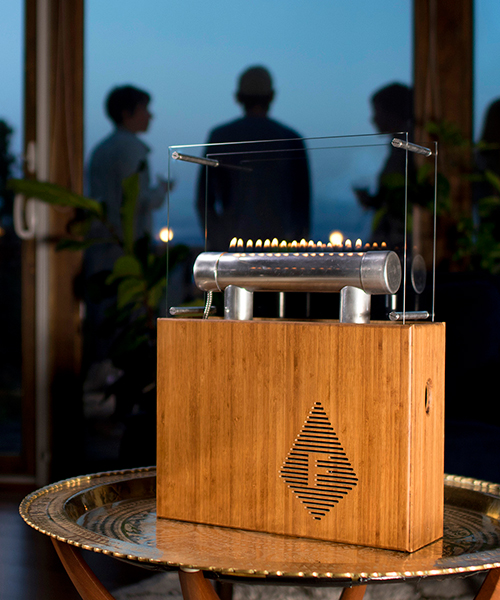 grey street design's fireside audiobox syncs flames & tunes