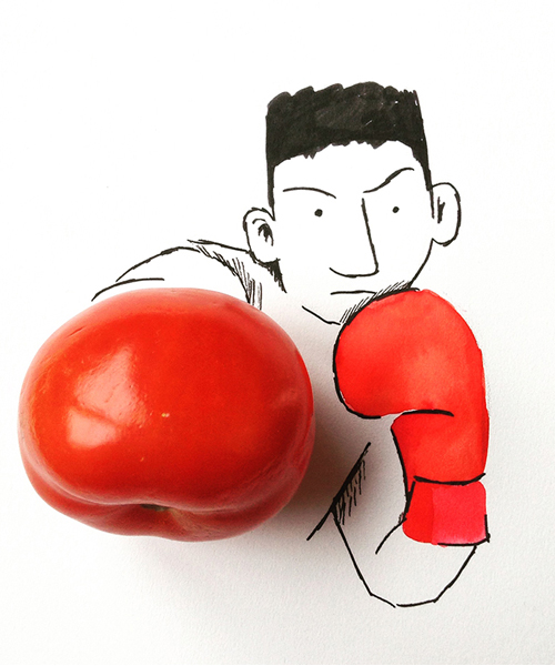 kristián mensa adds fruit to give his illustrations an extra punch