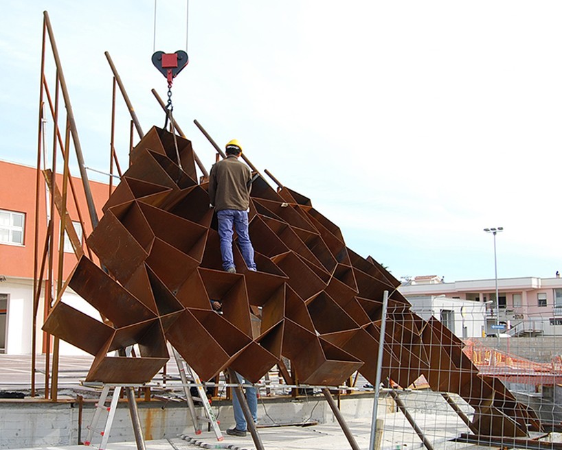 corten steel wall toti semerano salento italy designboom