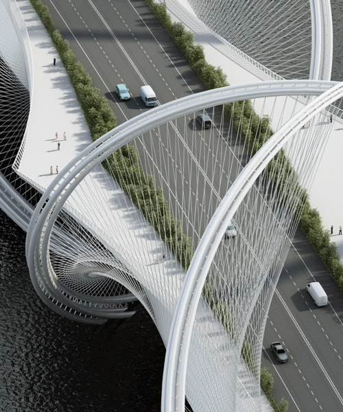 penda's bridge for 2022 beijing winter olympics sculpted with double-helix arches