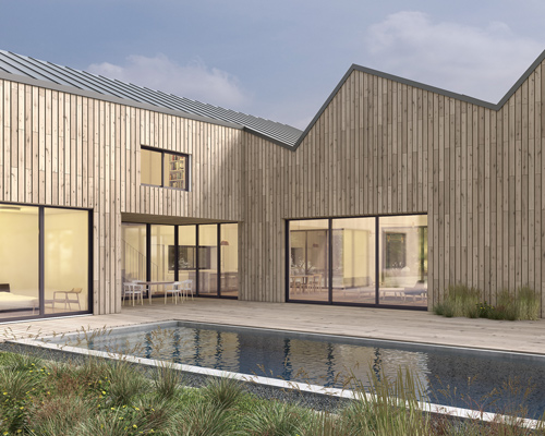 present architecture plans cedar-clad house in the hamptons with asymmetric roofline