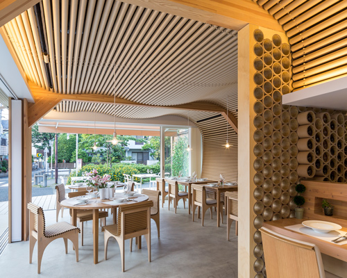shigeru ban completes combined restaurant and residential building in tokyo