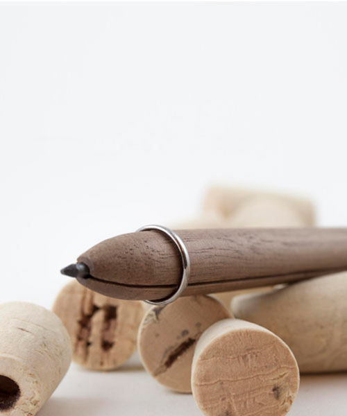 the sostanza pencil combines two handcrafted elements to form a simple silhouette