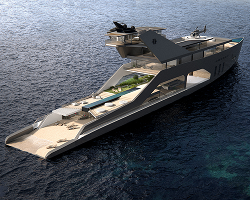 super yacht with own private beach - concept by hareide