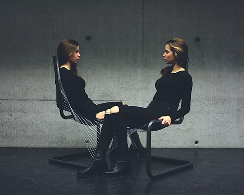 clara schweers designs minimal two-seat saitens steel chair