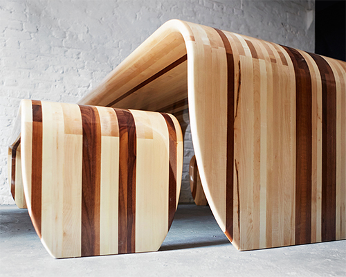 duffy london crafts table + bench set using traditional surfboard-making techniques