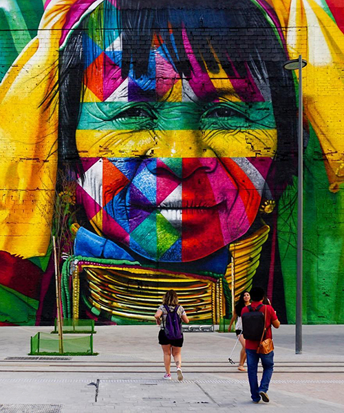 eduardo kobra paints 3,000 square meter mural for the rio olympics