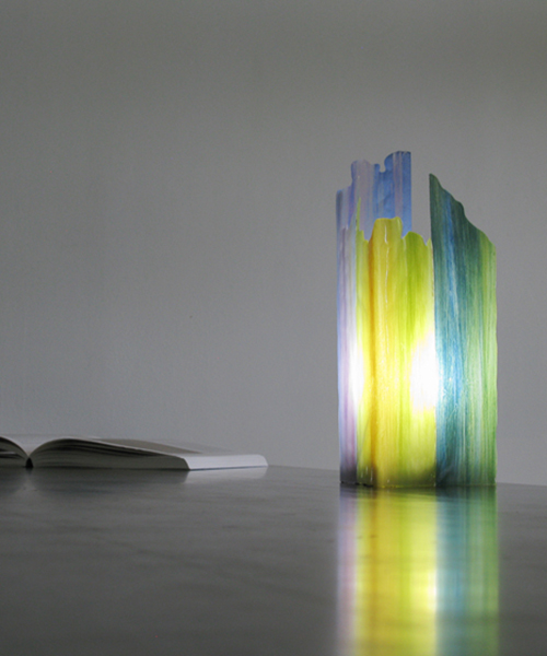 painterly spectrum colored-resin lamps developed by taeg nishimoto