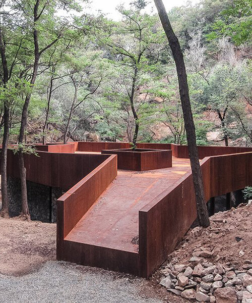 trace architecture office tops shandong teahouse with corten roof terrace