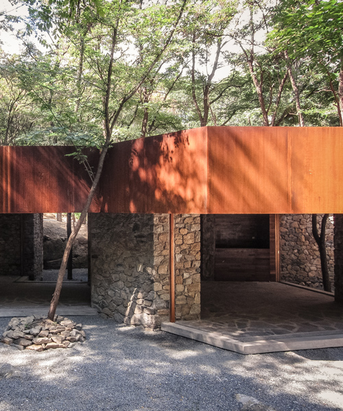 trace architecture office tops shandong teahouse with corten roof terrace