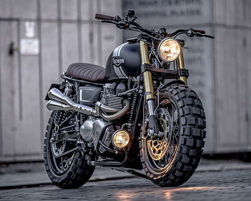 triumph + down and out t100 is both burly and bonnie