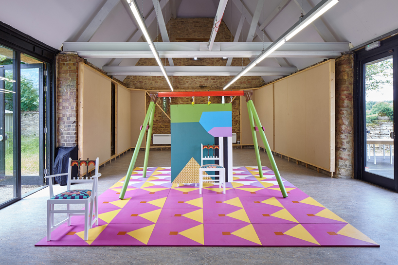 yinka ilori upcycles vintage furniture into installation at london design festival
