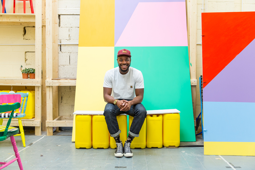 yinka ilori upcycles vintage furniture into installation at london design festival