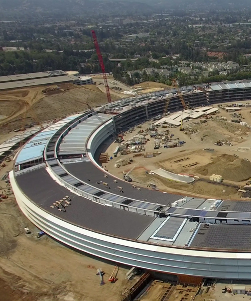 apple campus 2 construction documented in new drone video