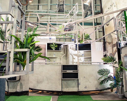 clemens behr adds tropical greenery to mirrored art bar in berlin