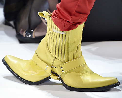double-faced cowboy boots strut down the runway for hood by air's NYFW show