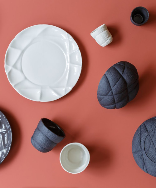 färg & blanche leaves traces of felt detailing on tableware for petite friture
