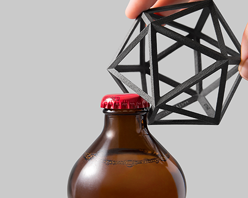 fort standard + OTHR revive ico bottle opener in 3D printed black steel