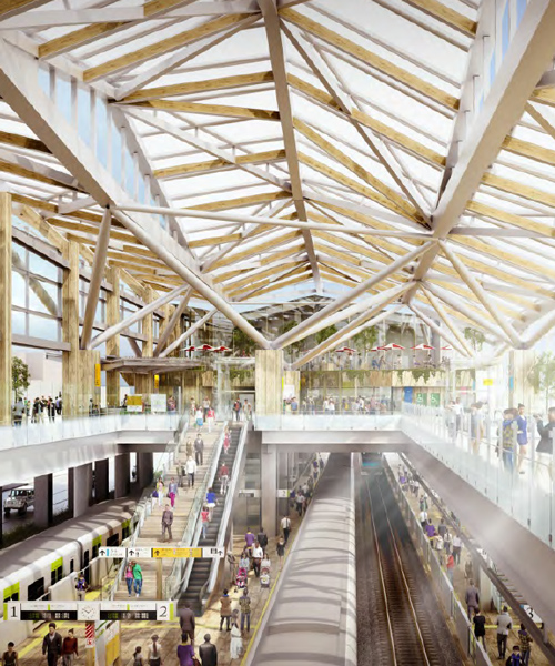 kengo kuma to top shinagawa station with folding origami-style roof