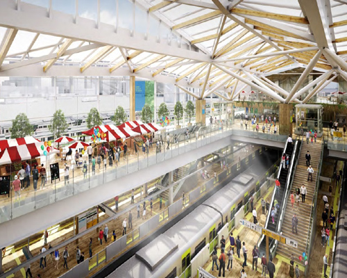 kengo kuma to top shinagawa station with folding origami-style roof