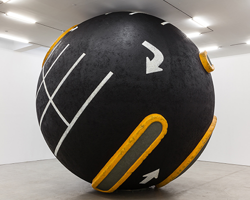 lars fisk sculpts spherical subway stops, giant asphalt balls + morphed mr. softee trucks
