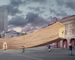 london design festival: alison brooks architects plans curving 'smile' installation