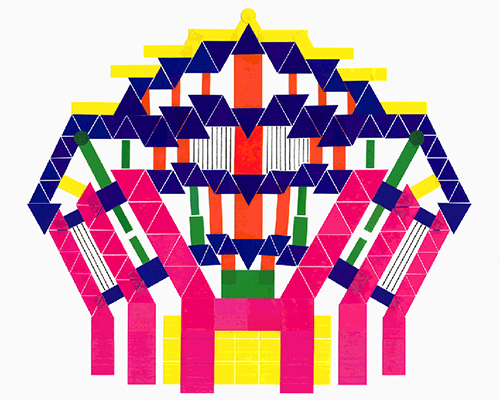 mai li bernard builds brutalist architectural compositions from colored sticky notes