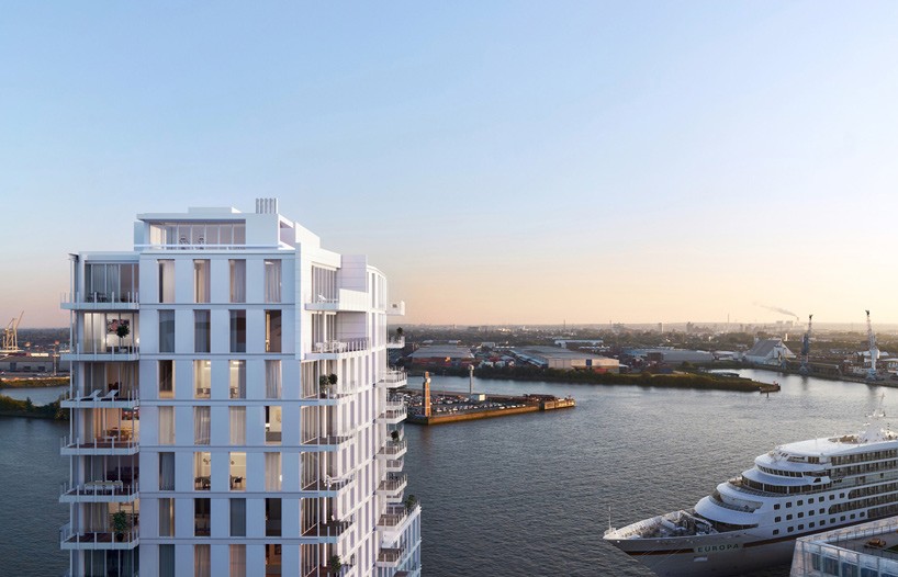 richard meier plans tower with luxury apartments and offices overlooking hamburg