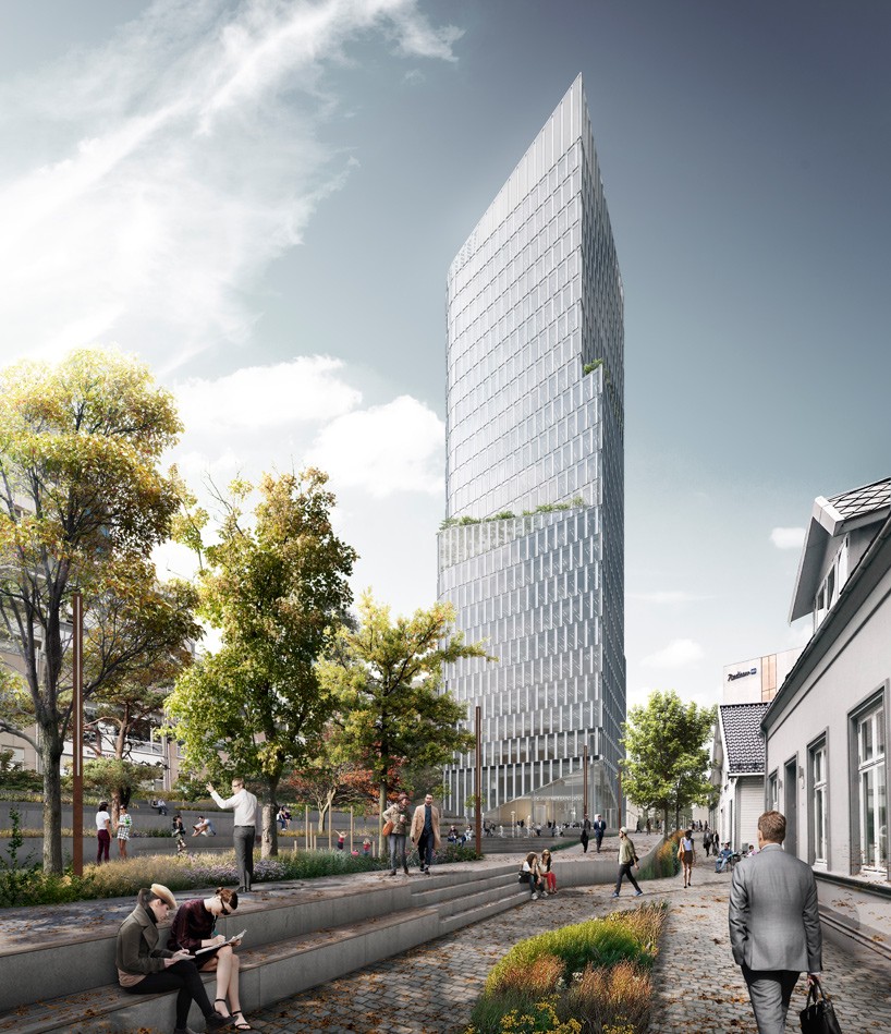 schmidt hammer lassen proposes ambitious urban redevelopment and tower in norway