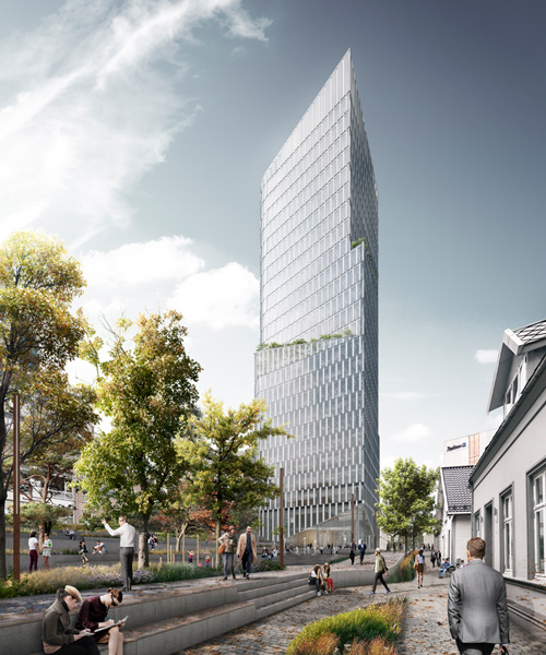 schmidt hammer lassen proposes ambitious urban redevelopment and tower in norway