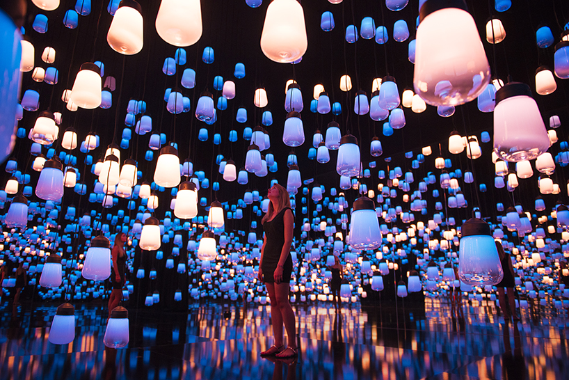 teamlab forest of resonating lamps maison et objet paris installation designboom