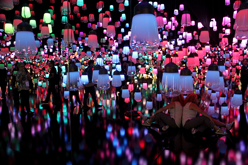teamlab forest of resonating lamps maison et objet paris installation designboom