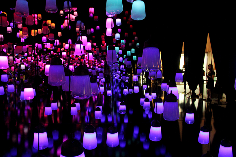 teamlab forest of resonating lamps maison et objet paris installation designboom