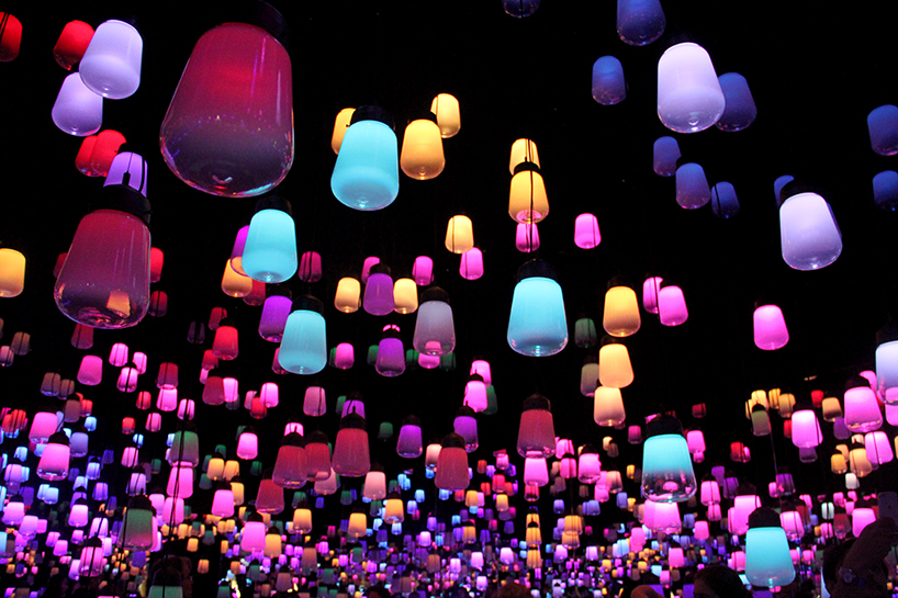 teamlab forest of resonating lamps maison et objet paris installation designboom