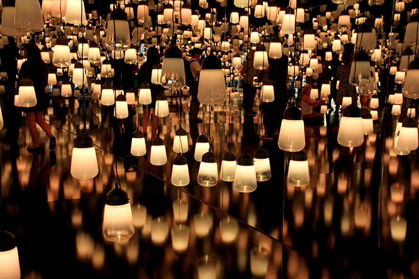 teamlab forest of resonating lamps maison et objet paris installation designboom
