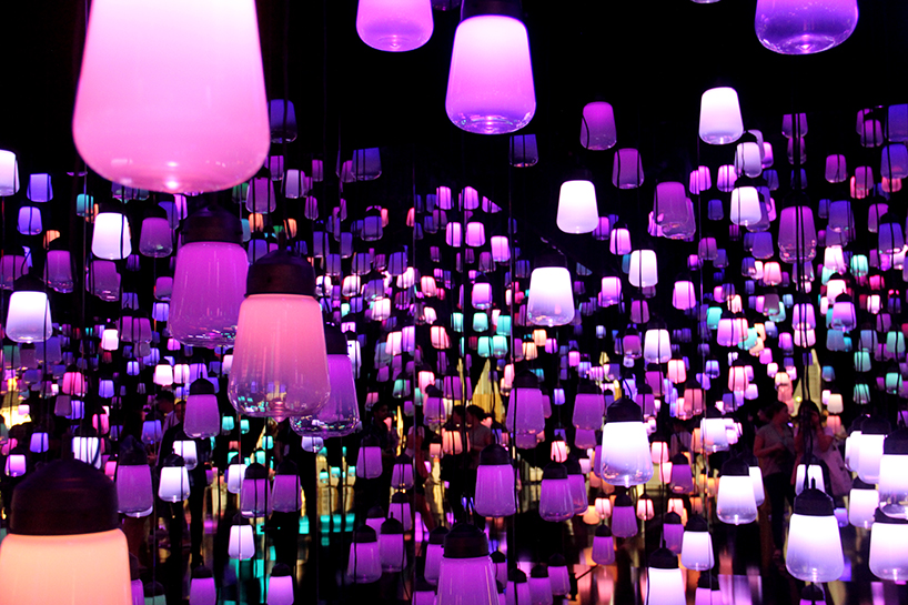 teamlab forest of resonating lamps maison et objet paris installation designboom