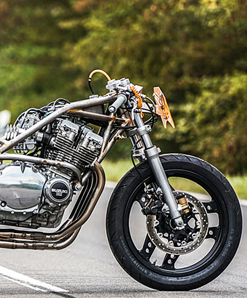 berham customs shiny harry motorcycle provides exoskeletal performance