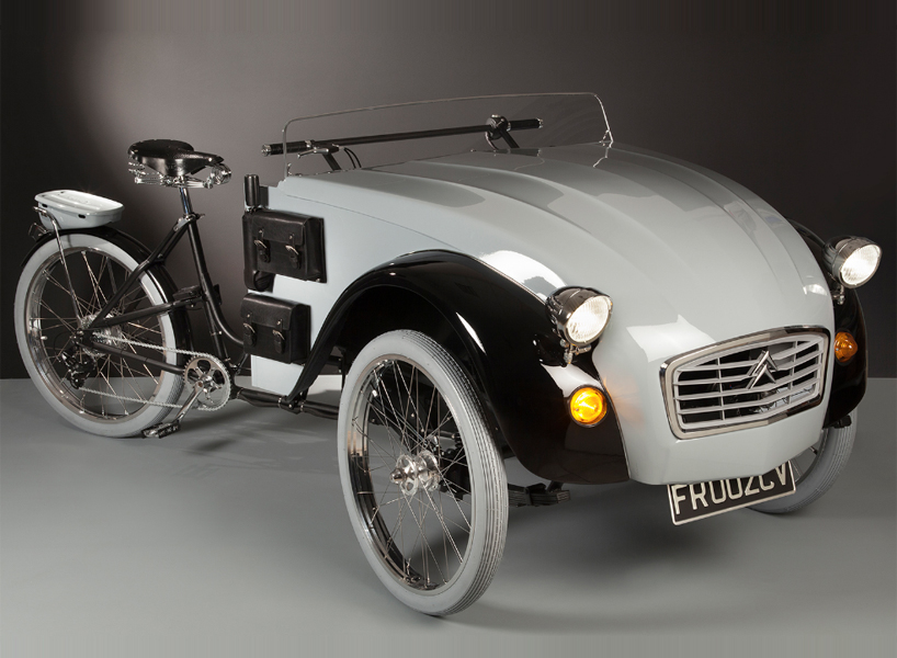 citroen C2 paris electric tricycle fuses a classic car with a bike