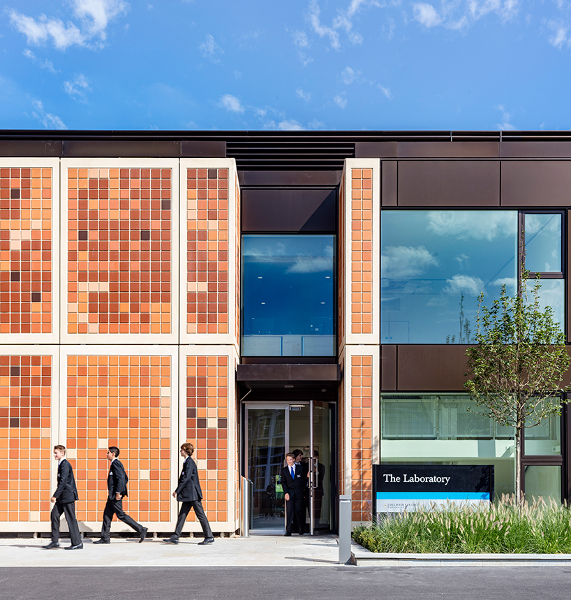 grimshaw completes science building for dulwich college with an abstract tiled façade