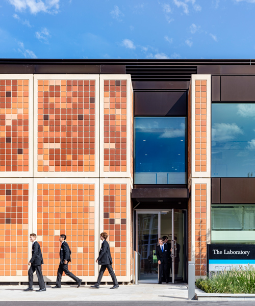 grimshaw completes science building for dulwich college with an abstract tiled façade