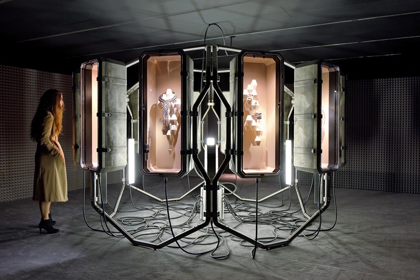 didier faustino installs futuristic HBIV-continuum to display Hermès jewelry